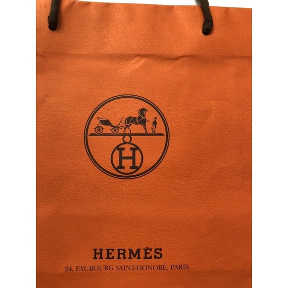 Hermes Reusable Paper Shopping Bag Gift Orange 11.7" x 11.6" x 4" - Picture 9 of 12